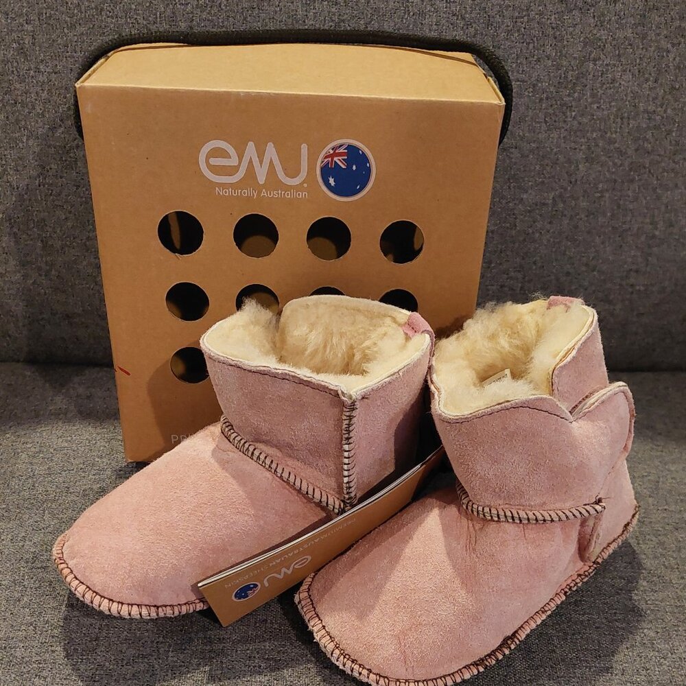 EMU Australia Pink Sheepskin Shearling Baby Booties 18-24M NEW